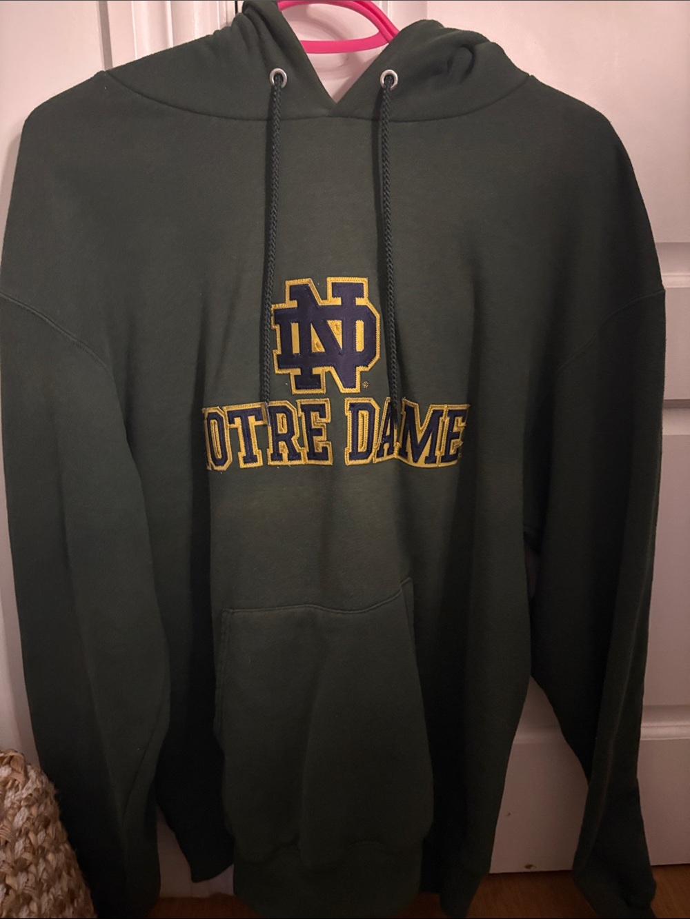 Champion Notre Dame Green Hoodie with Gold & Navy Logo